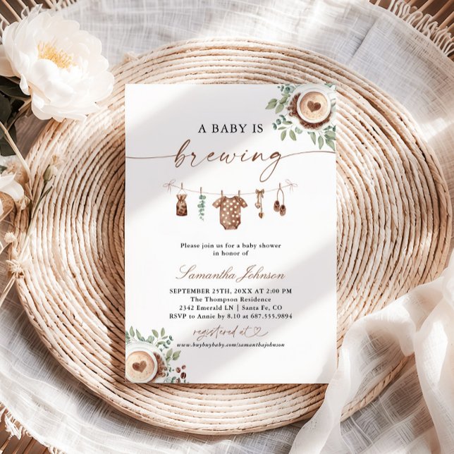 A Baby Is Brewing Coffee Baby Shower Einladung (Von Creator hochgeladen)
