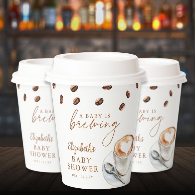 A Baby Is Brewing Coffee Baby Shower Pappbecher (A Baby Is Brewing Coffee Baby Shower Paper Cups)