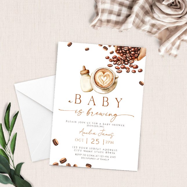 A Baby is Brewing Coffee Bean Baby Shower Einladung (Von Creator hochgeladen)