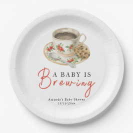 A Baby Is Brewing Coffee Cup Baby Shower Pappteller