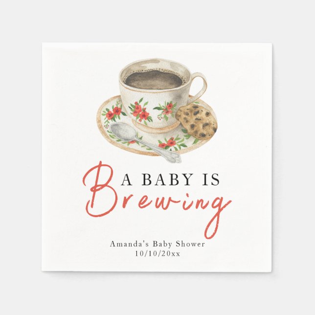 A Baby Is Brewing Coffee Cup Baby Shower Serviette (Vorderseite)