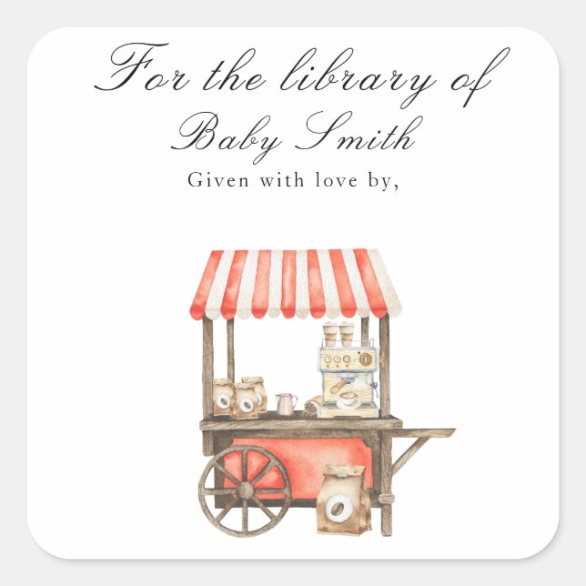 A baby is brewing coffee - for the library of quadratischer aufkleber (Vorderseite)