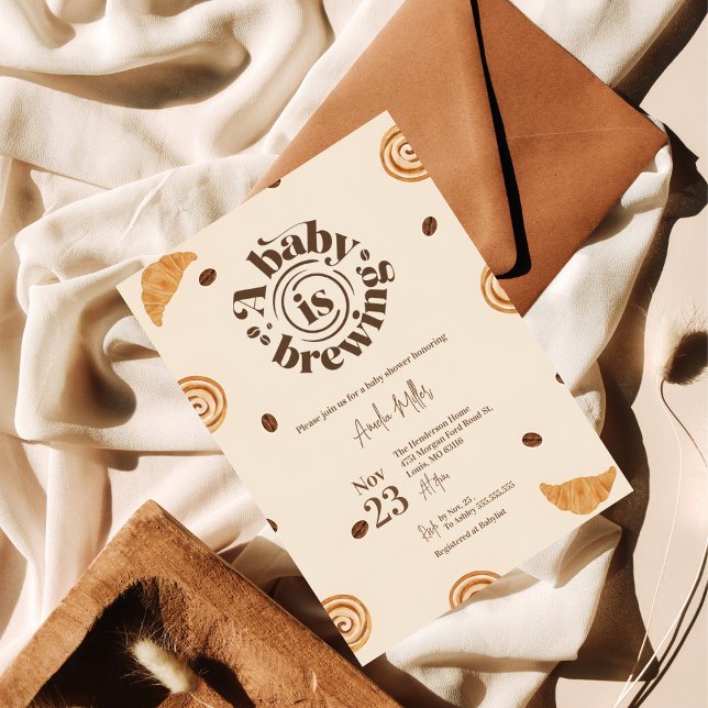 A Baby is Brewing | Coffee & Pastry Baby Shower Einladung (Von Creator hochgeladen)