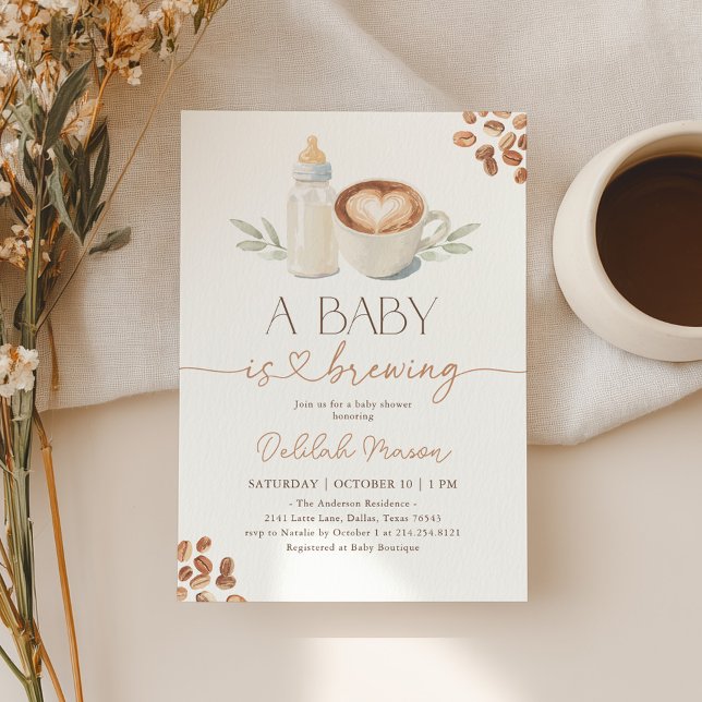 A Baby is Brewing Gingham Coffee Baby Shower Einladung (Von Creator hochgeladen)