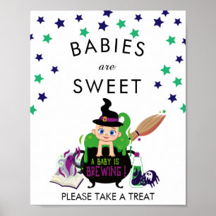 A Baby Is Brewing Halloween Baby Shower Favor Poster