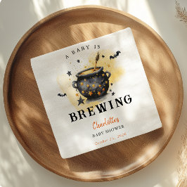 A Baby is Brewing Halloween Cauldron Baby Shower Serviette