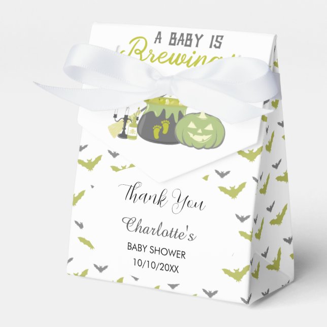 A Baby Is Brewing Halloween Witch Baby Shower Geschenkschachtel (Vorderseite)