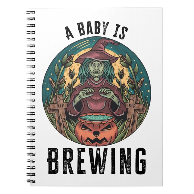 A Baby is Brewing Halloween Witch Notizblock (Vorderseite)