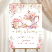 A Baby Is Brewing Tea Baby Shower Floral Welcome