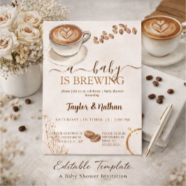 a baby prepares a baby shower invitation einladung