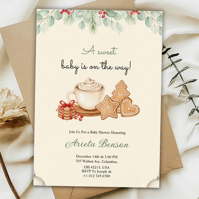 A baby shower invitation with delicate floral einladung (Von Creator hochgeladen)