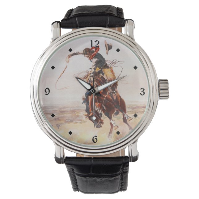 A Bad Hoss Charles Russell Fine Art Armbanduhr (Vorderseite)