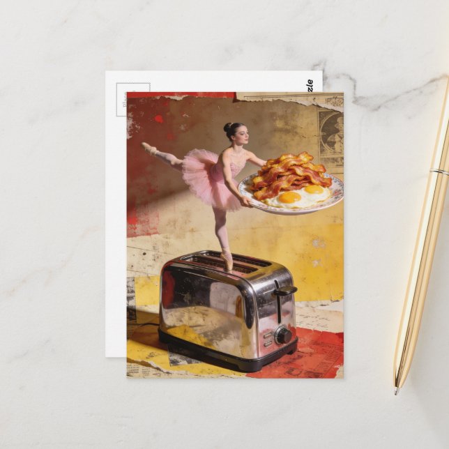 A Ballerina on toaster surreal Postkarte (Vorderseite/Rückseite Beispiel)