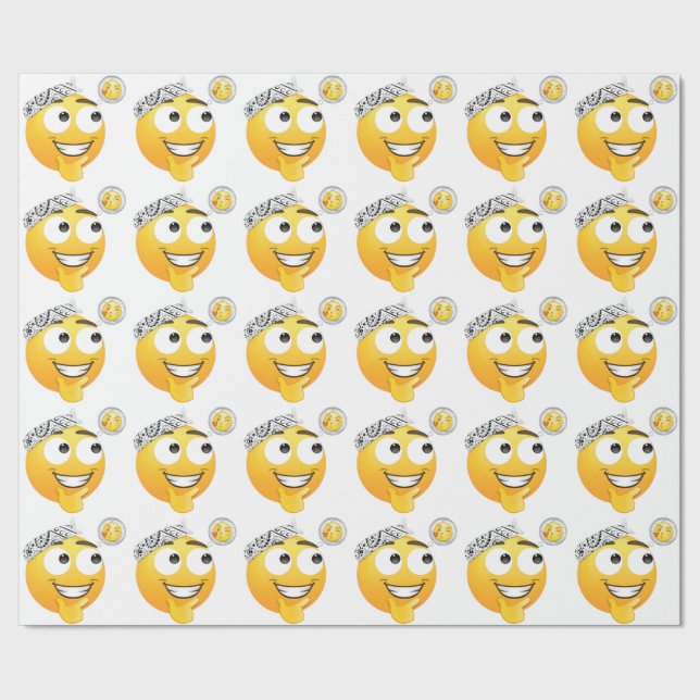 A Bandana-Wearing Emoji Dreaming of Kisses Geschenkpapier (Saum)
