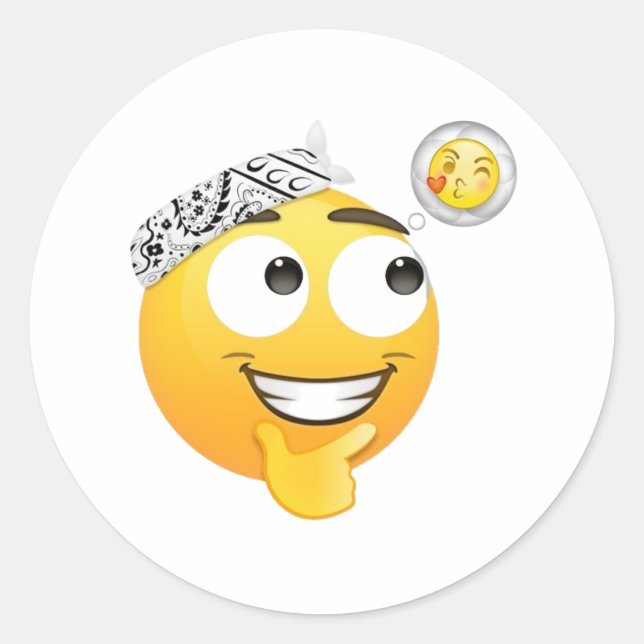 A Bandana-Wearing Emoji Dreaming of Kisses Runder Aufkleber (Vorderseite)