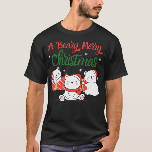 A Beary Merry Christmas - Cute Sleeping Polar Bear T-Shirt (Vorderseite)