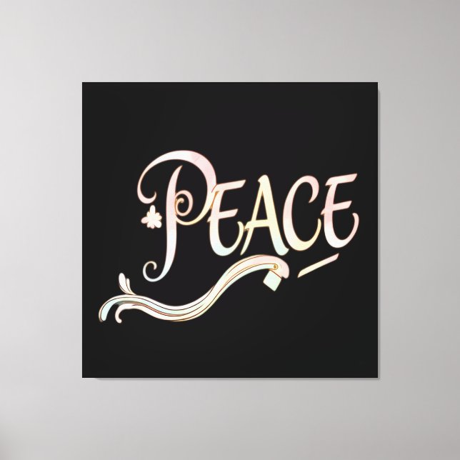 A beautiful, flowing script of the word "Peace" fe Leinwanddruck (Vorderseite)