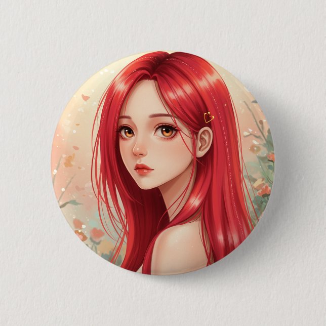 A beautiful girl exuding grace in nature button (Vorderseite)