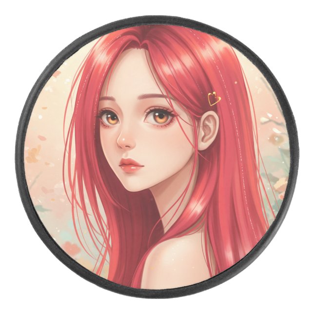 A beautiful girl exuding grace in nature eishockey puck (Vorderseite)