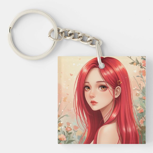 A beautiful girl exuding grace in nature schlüsselanhänger (Vorderseite)