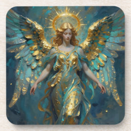 A Beautiful Gold and Turquoise Angel  Getränkeuntersetzer