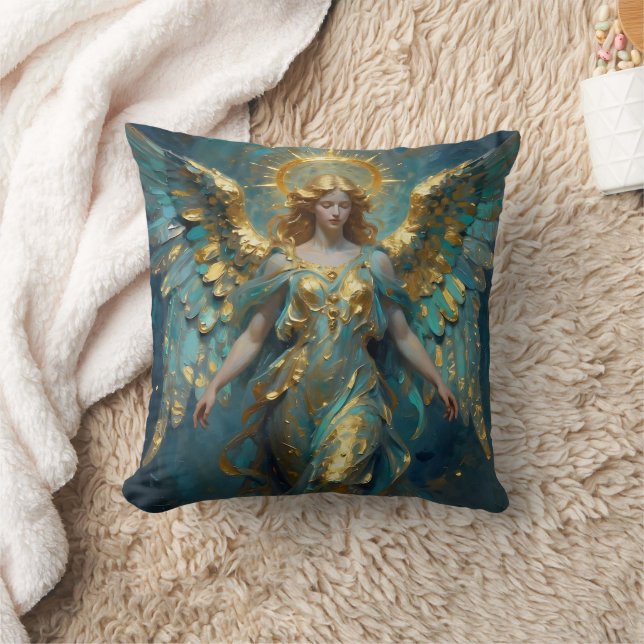 A Beautiful Gold and Turquoise Angel  Kissen (Decke)