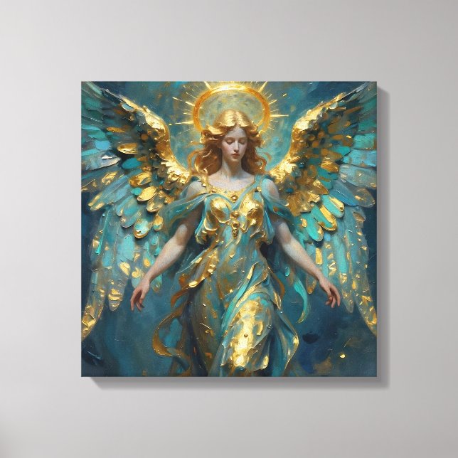 A Beautiful Gold and Turquoise Angel  Leinwanddruck (Vorderseite)