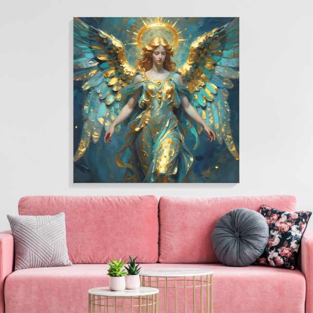 A Beautiful Gold and Turquoise Angel  Leinwanddruck (Insitu (Wohnzimmer))