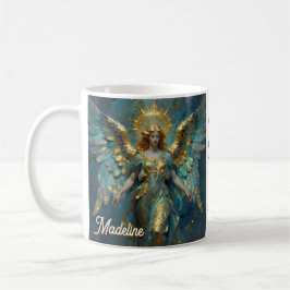 A Beautiful Gold and Turquoise Angel Personalized Kaffeetasse