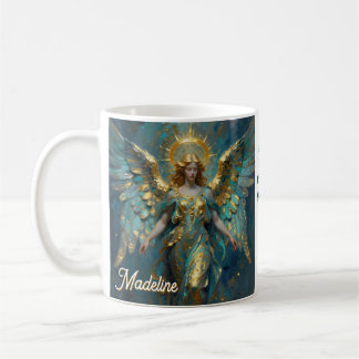 A Beautiful Gold and Turquoise Angel Personalized Kaffeetasse