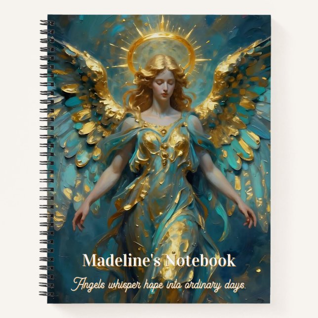 A Beautiful Gold and Turquoise Angel Personalized Notizbuch (Vorderseite)