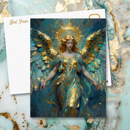 A Beautiful Gold and Turquoise Angel Postkarte