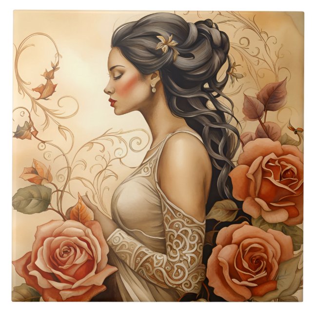 A Beautiful Lady Bathroom Border Fliese (Vorderseite)