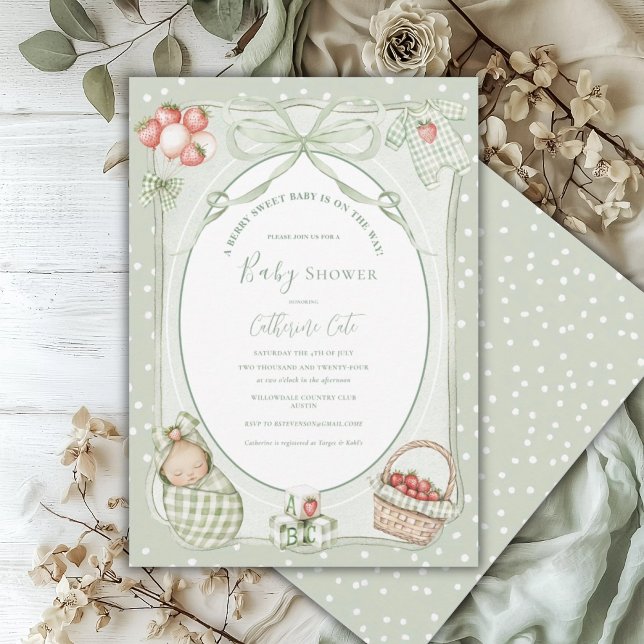A Berry Sweet Baby Cute Baby Shower Einladung (Von Creator hochgeladen)