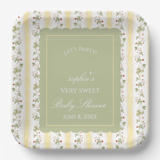 A berry sweet baby is on the way square pappteller (Vorderseite)