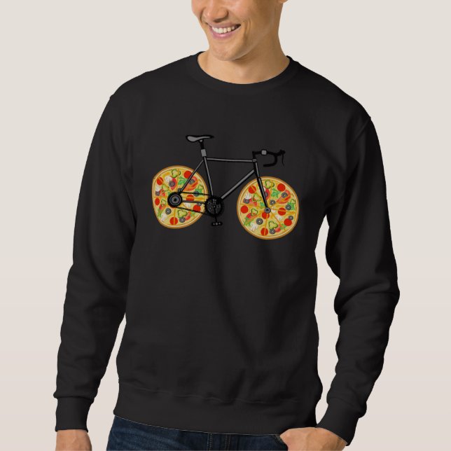 A bicycle with pizza shaped wheels  Bicycle pizza Sweatshirt (Vorderseite)