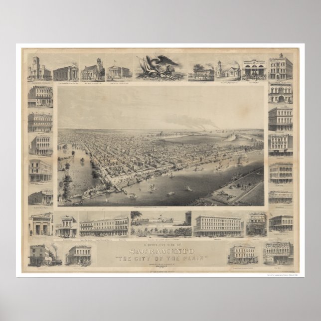 A Birds-Eye View Sacramento, 1857 Poster (Vorne)
