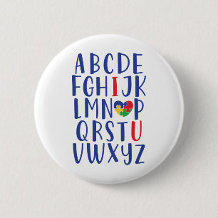 A bis Z Alphabet   I Liebe Sie Autismus Button
