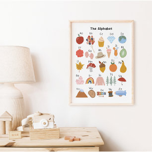 A bis Z Alphabet Kinderkinderzimmer Bildung Poster