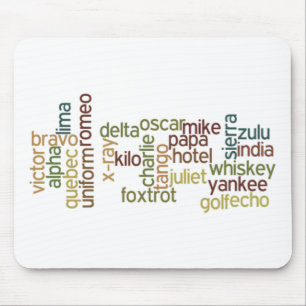 A bis z-Lautalphabet-Telefonie (Wordle) Mousepad