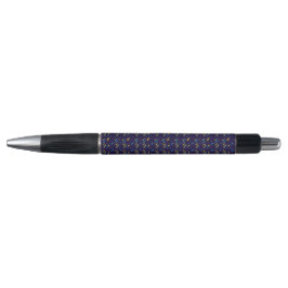 A black and silver pen with a decorative purple  kugelschreiber