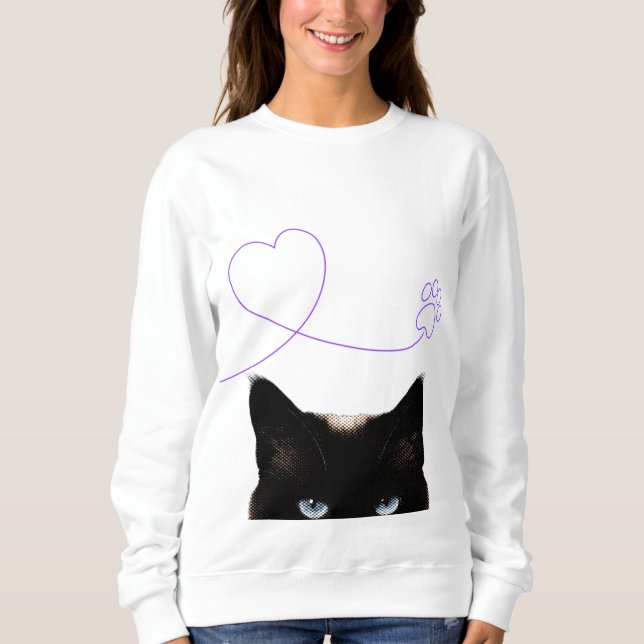 A black cat showed up.  sweatshirt (Vorderseite)