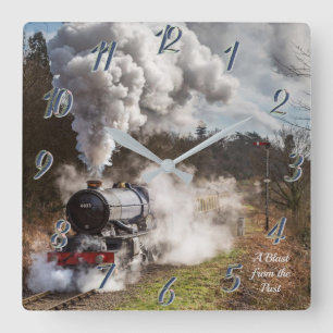 A Blast from the Past Steam Locomotive Quadratische Wanduhr