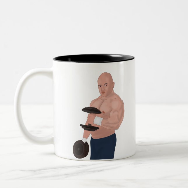 A bodybuilder daddy training with dumbbells zweifarbige tasse (Links)
