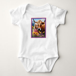 **"A Bond of the Highlands: A Child and her Cow"** Baby Strampler