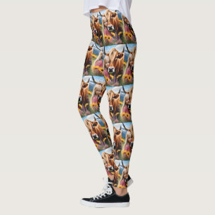 **"A Bond of the Highlands: A Child and her Cow"** Leggings