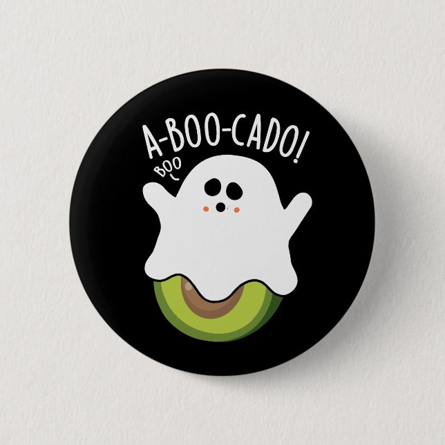 A-boo-cado Funny Avocado Pun Dark BG Button (Vorderseite)