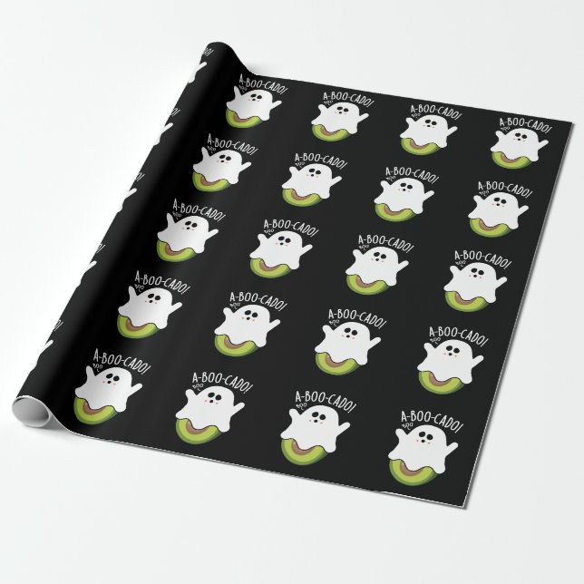 A-boo-cado Funny Avocado Pun Dark BG Geschenkpapier (Ungerollt)