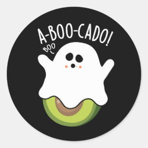 A-boo-cado Funny Avocado Puns Dark BG Runder Aufkleber