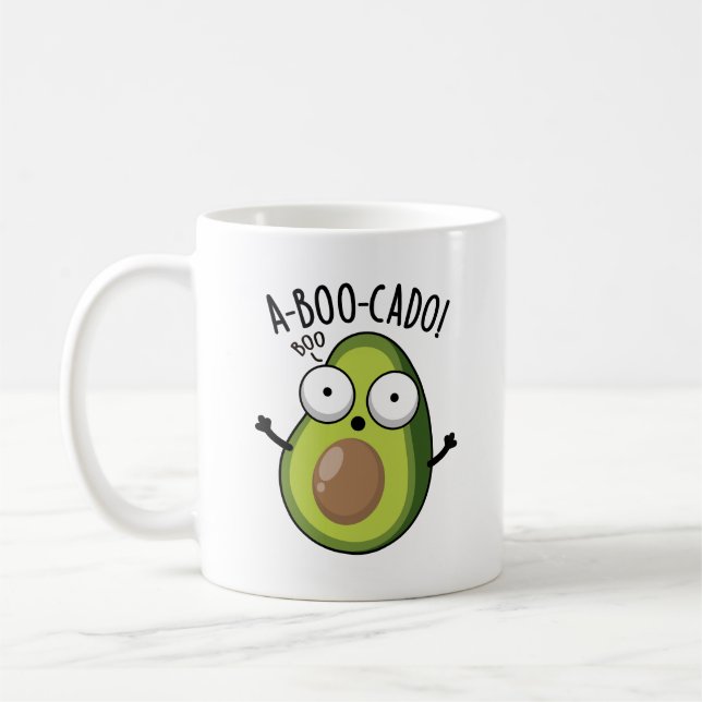 A-boo-cado Funny Avocado Scare Puns Kaffeetasse (Links)